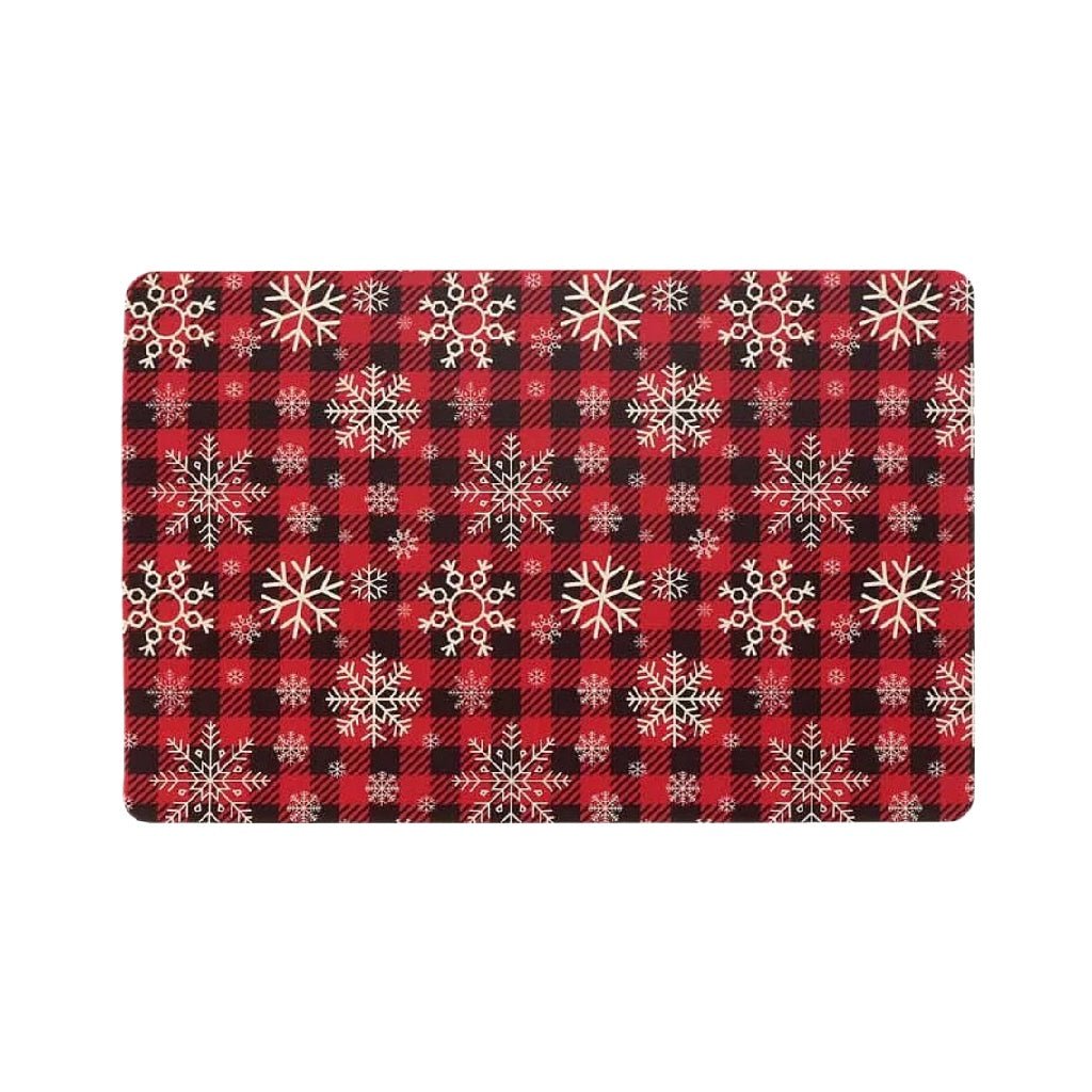 Mantel individual rectangular con dise?o navide?o (cuadros y copos de nieve)